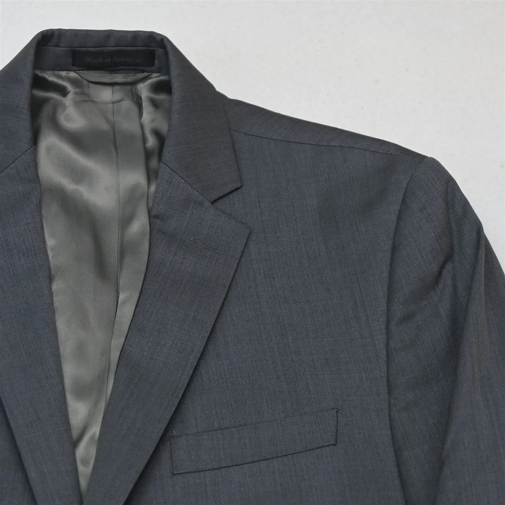 Calvin Klein 40R 32x30 Gray 100% Wool Mens Jacket Pants Suit